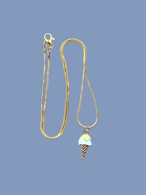 Ice Cream Gold White & Yellow Pendant Necklace